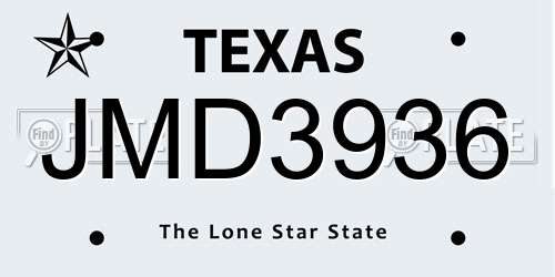 JMD3936 Texas License Plate