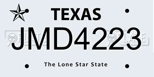JMD4223 Texas License Plate