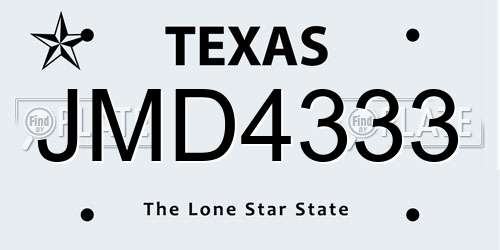 JMD4333 Texas License Plate
