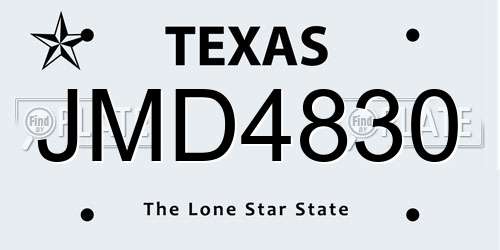 JMD4830 Texas License Plate