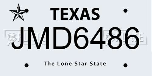 JMD6486 Texas License Plate