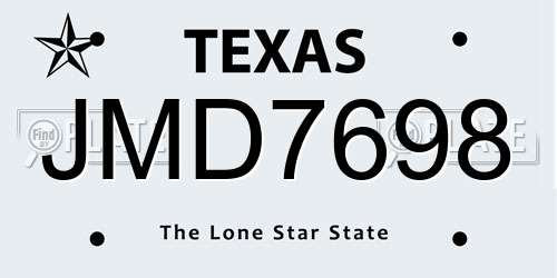 JMD7698 Texas License Plate