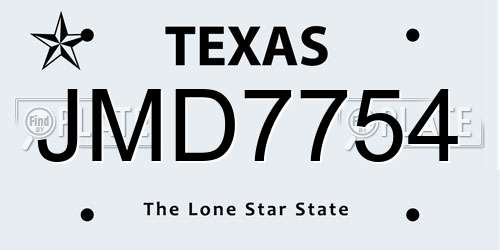 JMD7754 Texas License Plate