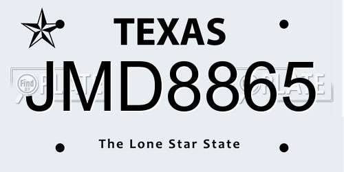 JMD8865 Texas License Plate