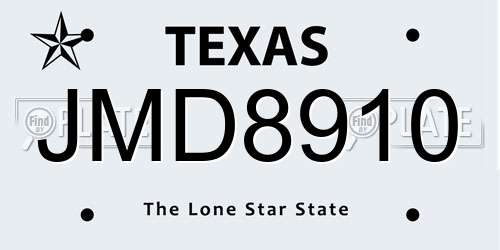 JMD8910 Texas License Plate