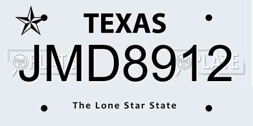 JMD8912 Texas License Plate