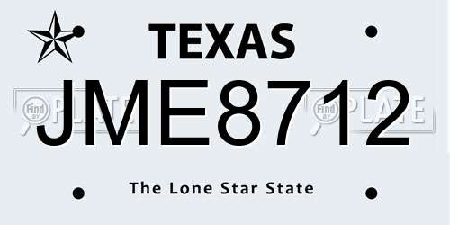 JME8712 Texas License Plate