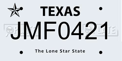 JMF0421 Texas License Plate