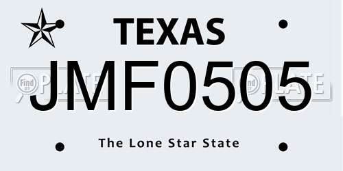JMF0505 Texas License Plate