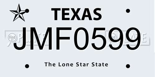 JMF0599 Texas License Plate