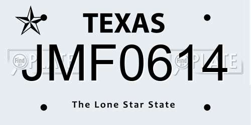 JMF0614 Texas License Plate