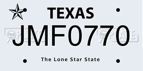 JMF0770 Texas License Plate