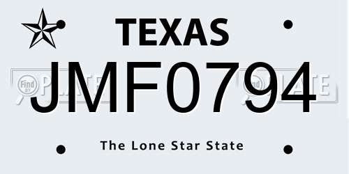 JMF0794 Texas License Plate