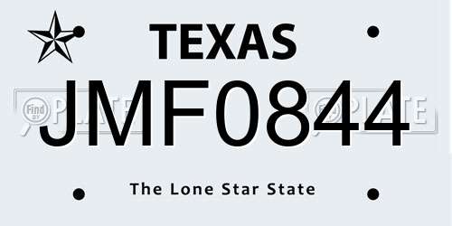 JMF0844 Texas License Plate