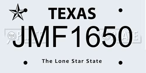 JMF1650 Texas License Plate