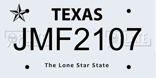 JMF2107 Texas License Plate