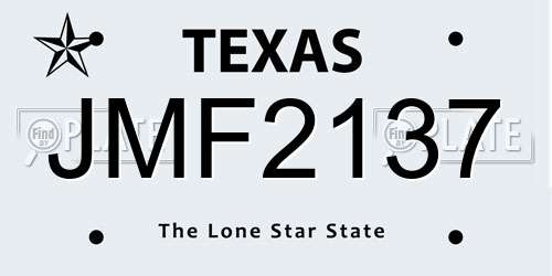 JMF2137 Texas License Plate