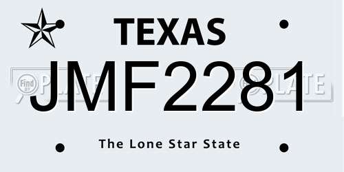 JMF2281 Texas License Plate