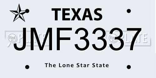 JMF3337 Texas License Plate