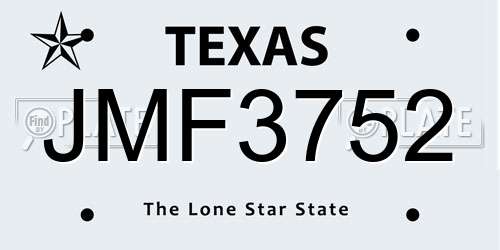 JMF3752 Texas License Plate