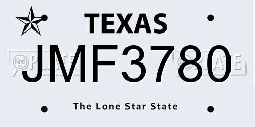 JMF3780 Texas License Plate