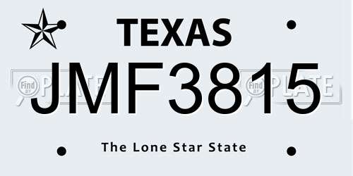 JMF3815 Texas License Plate