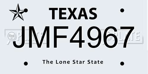 JMF4967 Texas License Plate