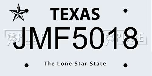 JMF5018 Texas License Plate