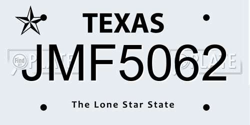 JMF5062 Texas License Plate