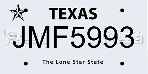 JMF5993 Texas License Plate