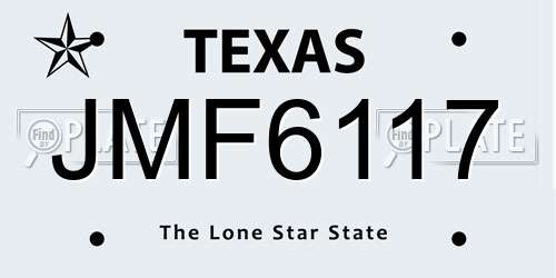 JMF6117 Texas License Plate
