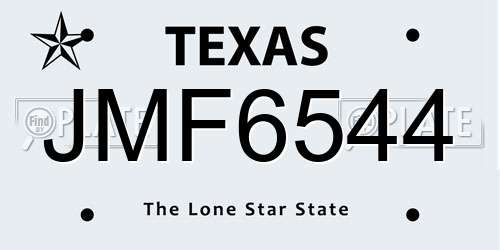 JMF6544 Texas License Plate