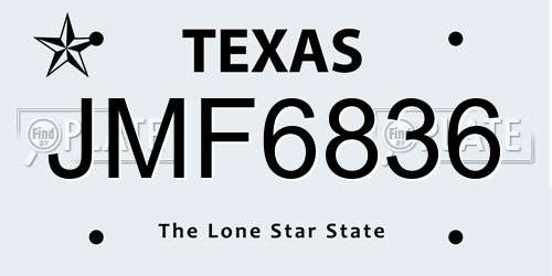 JMF6836 Texas License Plate