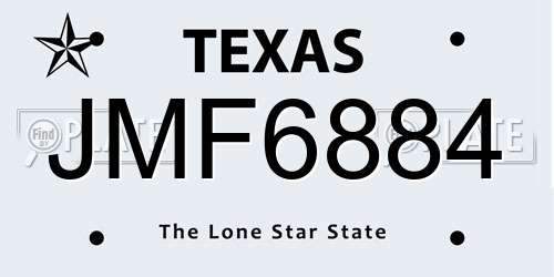 JMF6884 Texas License Plate