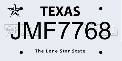 JMF7768 Texas License Plate