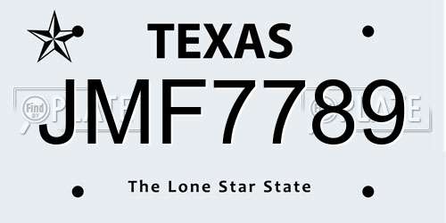 JMF7789 Texas License Plate