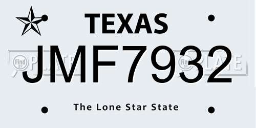 JMF7932 Texas License Plate