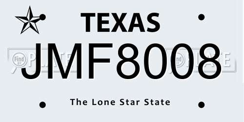JMF8008 Texas License Plate