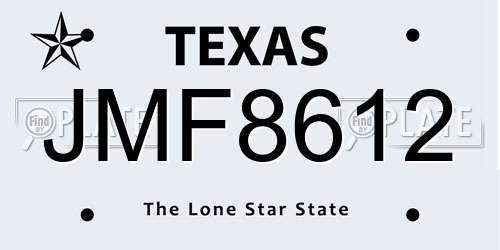 JMF8612 Texas License Plate