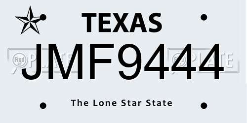 JMF9444 Texas License Plate