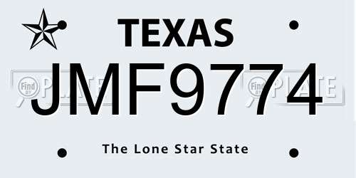 JMF9774 Texas License Plate