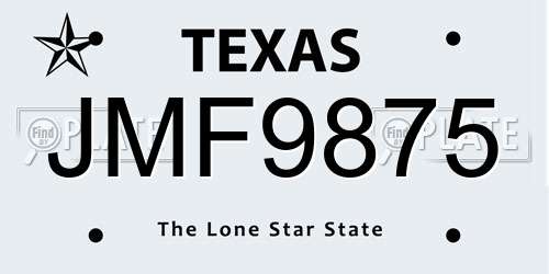 JMF9875 Texas License Plate
