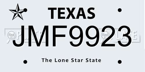 JMF9923 Texas License Plate
