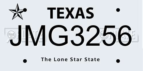 JMG3256 Texas License Plate