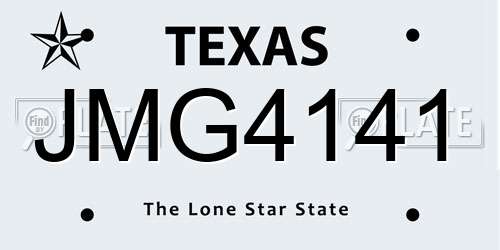 JMG4141 Texas License Plate