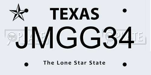 JMGG34 Texas License Plate