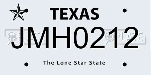 JMH0212 Texas License Plate