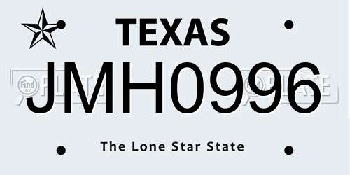 JMH0996 Texas License Plate