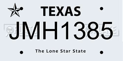 JMH1385 Texas License Plate