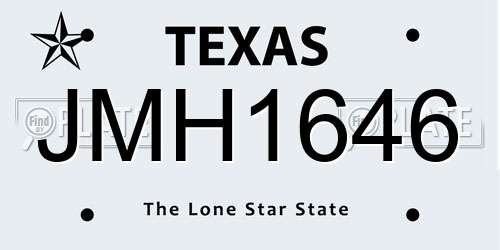 JMH1646 Texas License Plate
